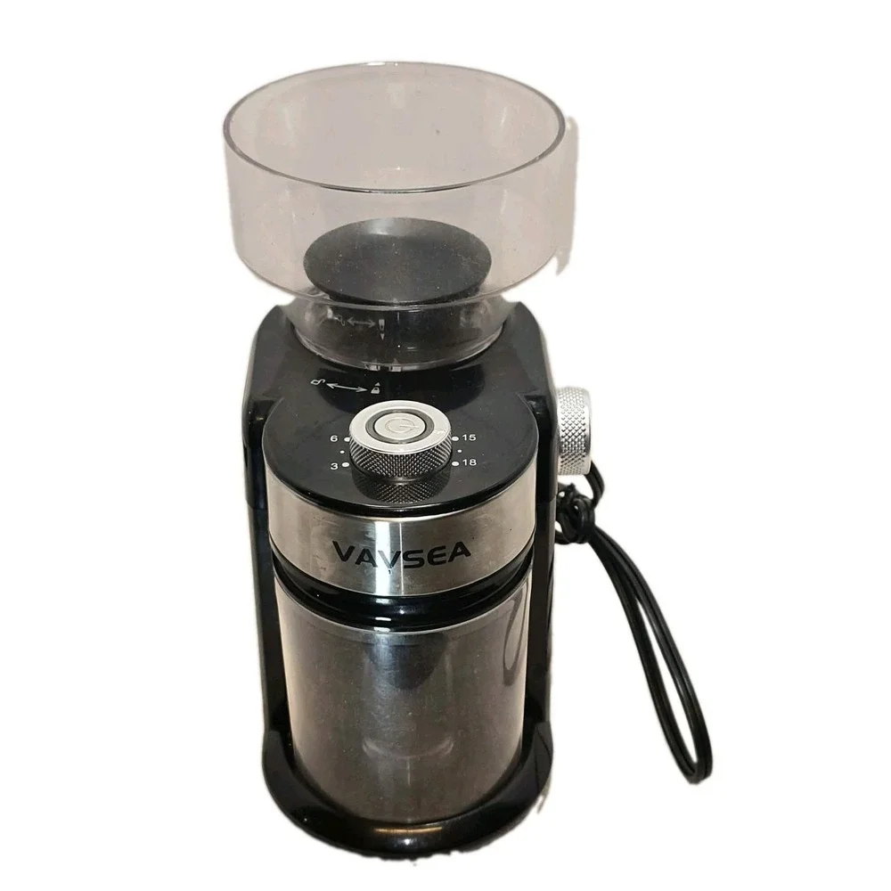 VAVSEA Burr Coffee Grinder HY1421 18 Settings 3-18 Cup Black Stainless